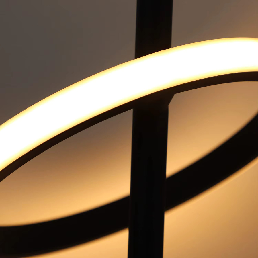 Moderne LED Pendelleuchte in Schwarz mit drehbaren und abnehmbaren Ringen, höhenverstellbar, Warmweiß 3000K, 31W - Bild 5