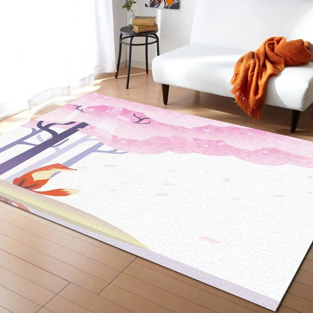 Karpetti Japanischer Sakura Kirschblüten Teppich mit floralem Design, Pink, B/T: 90 x 60 cm - Bild 1