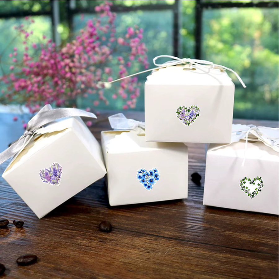 500 Stück Herzblumen Blumenaufkleber mit 10 Designs in Multicolour für Geschenkverpackungen und Bastelarbeiten - Bild 3