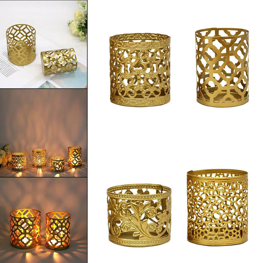 Kesoto Kerzenhalter aus Eisen in Gold mit floralem Design für die Tischdekoration - Bild 4