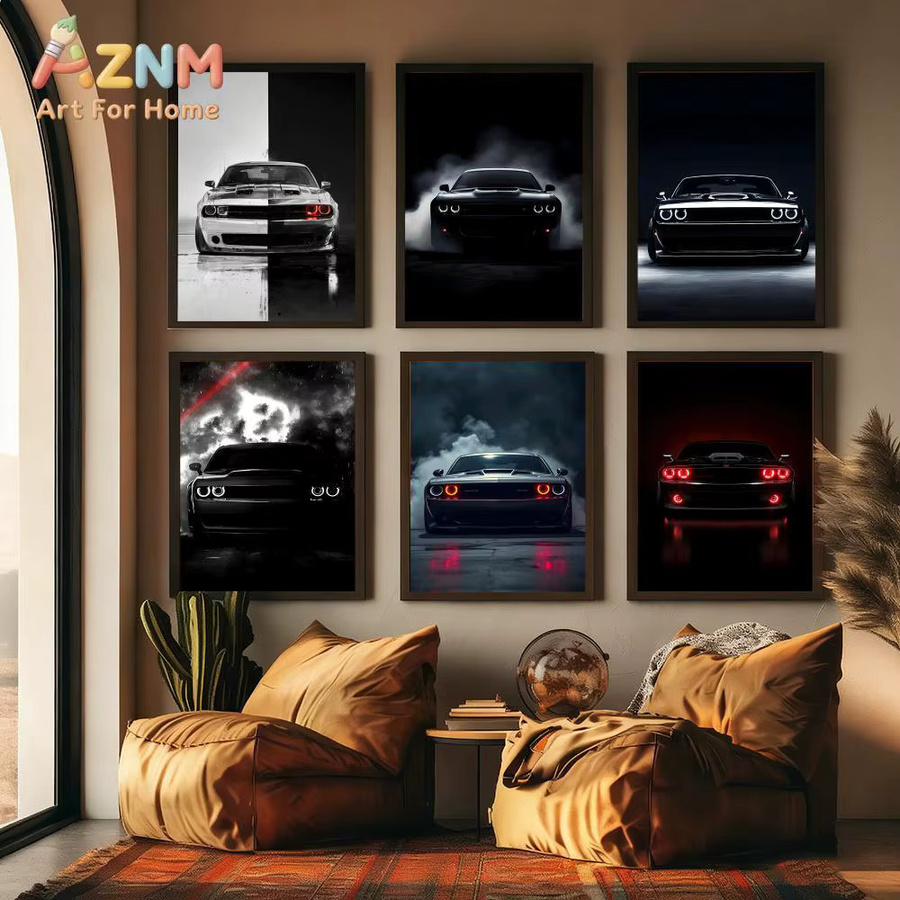Dream D-Dodge Supercar Wandkunst Rastar Modernes Leinwandposter mit Kalligraphie in Multicolour - Bild 2