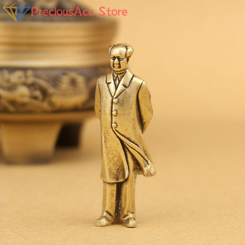 WHPHous Mao Zedong Statue aus Messing in Gold, geschnitzte chinesische Sammlerfigur - Bild 1