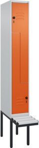 C+P Z-Spind Classic PLUS Sitzbank mit 2 Fächern, auskragendes Design, Kunststoff-Sitzfläche, Farbe: Grau/Orange, B/T/H: 212,0 x 30,0 x 81,5 cm - Bild 1