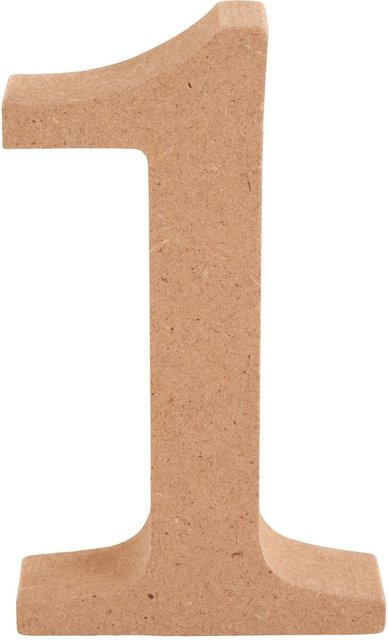 VBS MDF Zahl Ziffer 1 in Beige, Höhe: 8,0 cm, Breite: 1,5 cm - Bild 1