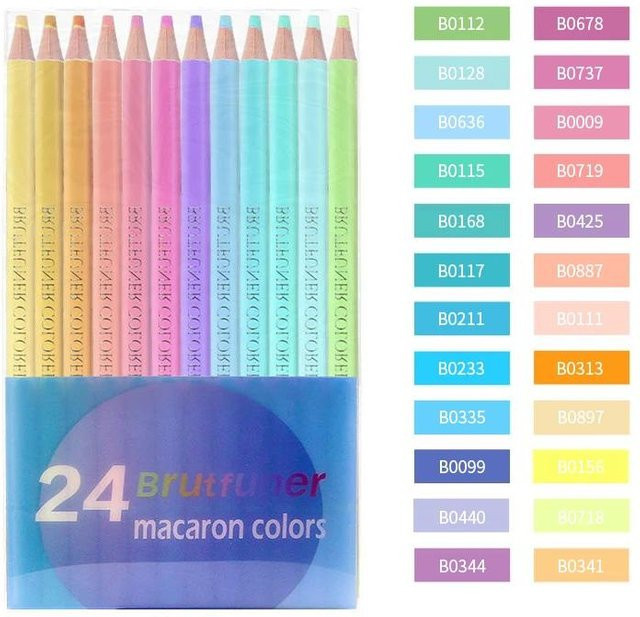 Bestbags Farbstifte Set mit 24 Farben aus Holz für Schüler und Künstler zum Skizzieren und Malen - Bild 1