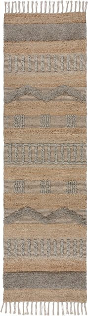 Läufer Kadima Design aus Wollmischung in Braun-Grau mit Streifen-Design, Breite: 60 cm, Länge: 230 cm - Bild 1