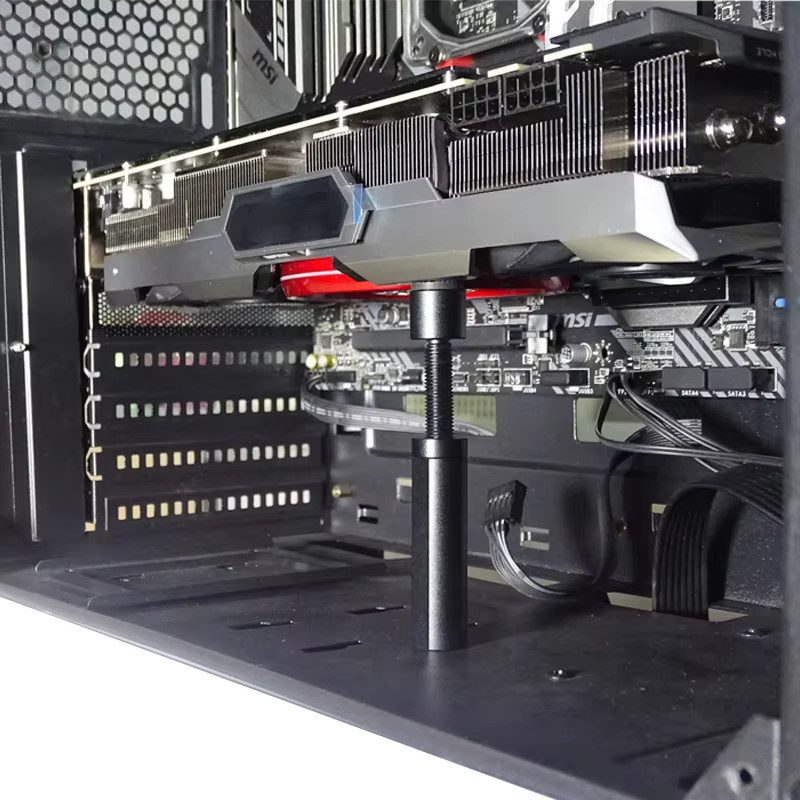 Kebidumei Grafikkarte GPU Halterung aus Aluminium Legierung, Schwarz, Einstellbare Teleskop-Unterstützung für Desktop PC Gehäuse - Bild 2
