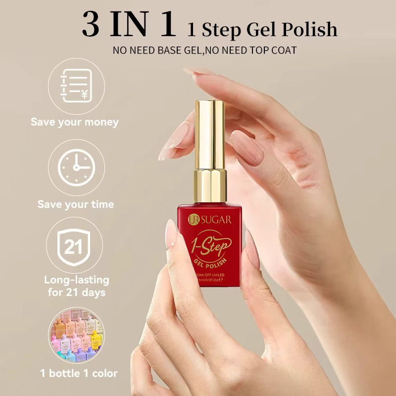 UR SUGAR 1-Stufen-Gel-Nagellack, 15 ml, rot, rosa, glänzend - Bild 3