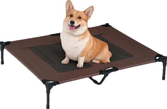 PawHut Hundebett mit erhöhter Liegefläche in Braun aus Textil und Metall - Bild 1