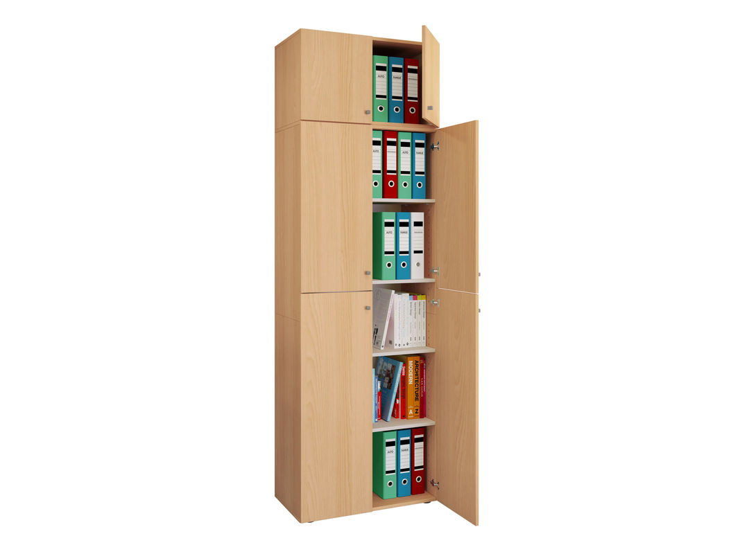 Büroschrank VCM Lona XXL mit Aufsatz in Buche und Weiß, Drehtüren und variable Fachböden, B/H/T: 70 x 223 x 39 cm - Bild 2