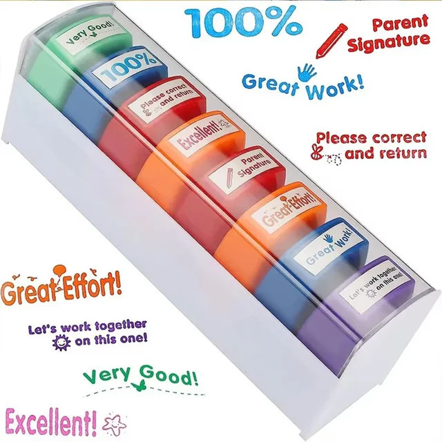 8er-Set ColorTeacher selbstfärbende Bewertungsstempel in Multicolour für den Lehrerbedarf - Bild 1