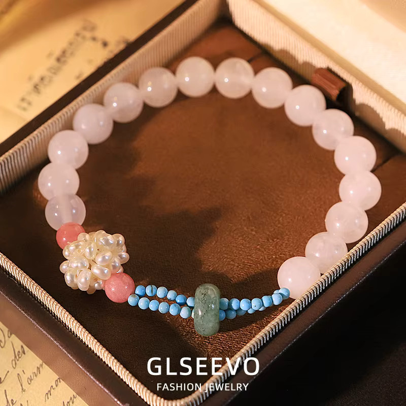 GLSEEVO Armband, Süßwasser Perle, Türkis, Naturstein, Damen, Bunt - Bild 2