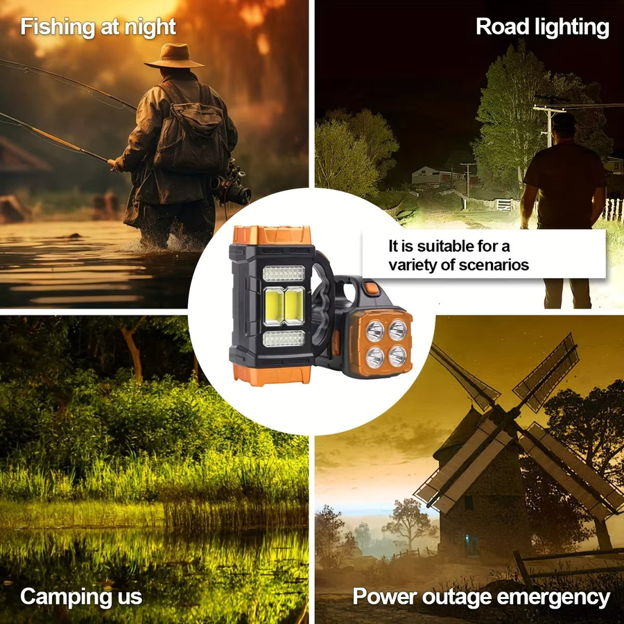 Heinast LED-Taschenlampe mit COB-Licht, USB und Solar, wiederaufladbare Outdoor-Taschenlampe in Schwarz mit Powerbank-Funktion - Bild 5