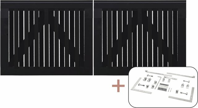 Plus Nagano Doppeltor aus Nadelholz in Schwarz, Breite: 80 cm, Höhe: 200 cm - Bild 1
