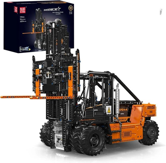 Mould King 17044 Hochleistungs-Gabelstapler Bausteinset in Orange, 4579 Teile - Bild 1