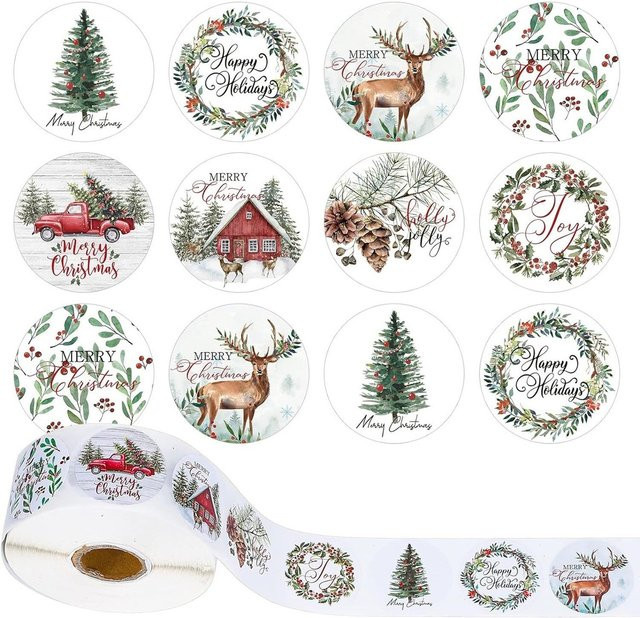 500 Stück selbstklebende Weihnachtsaufkleber in Multicolour für festliche Geschenkverpackungen von AnimeWorlds Store - Bild 1