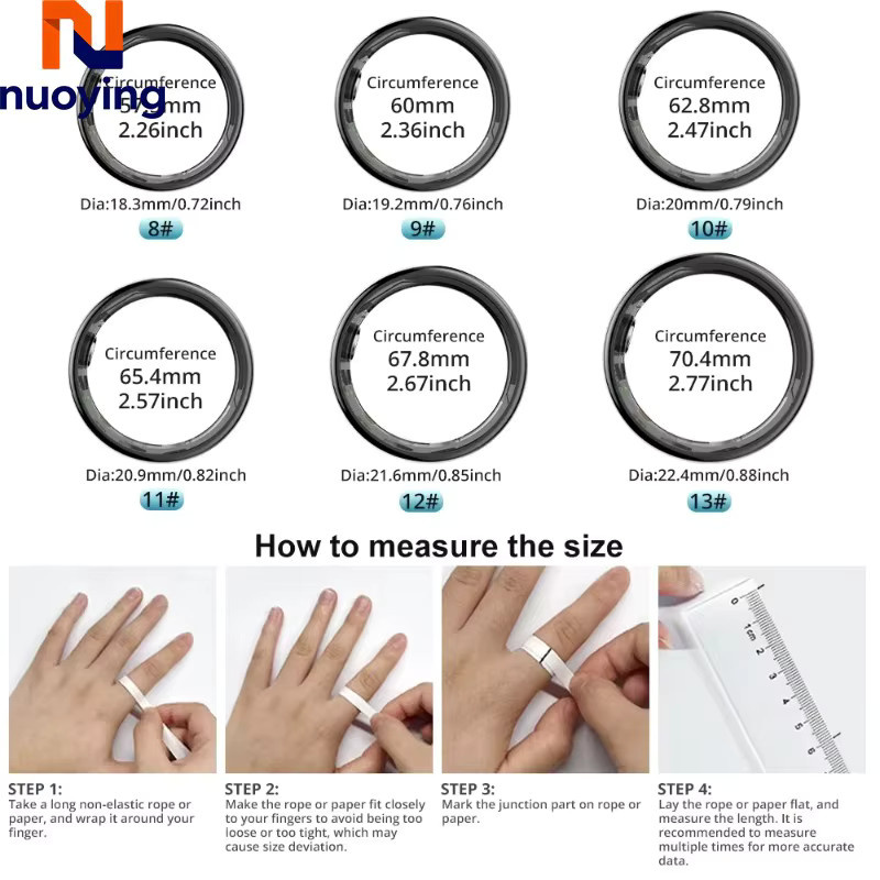 NUOYING Smart Ring, Edelstahl, Unisex, 5ATM wasserdicht - Bild 6
