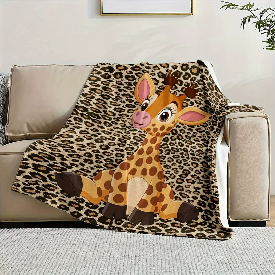 VIKAMA Giraffen-Flanellblanke in Multicolour als Baby-Schlafdecke und Pucktuch für Neugeborene, B/B/H: 100 x 75 x 1 cm - Bild 3