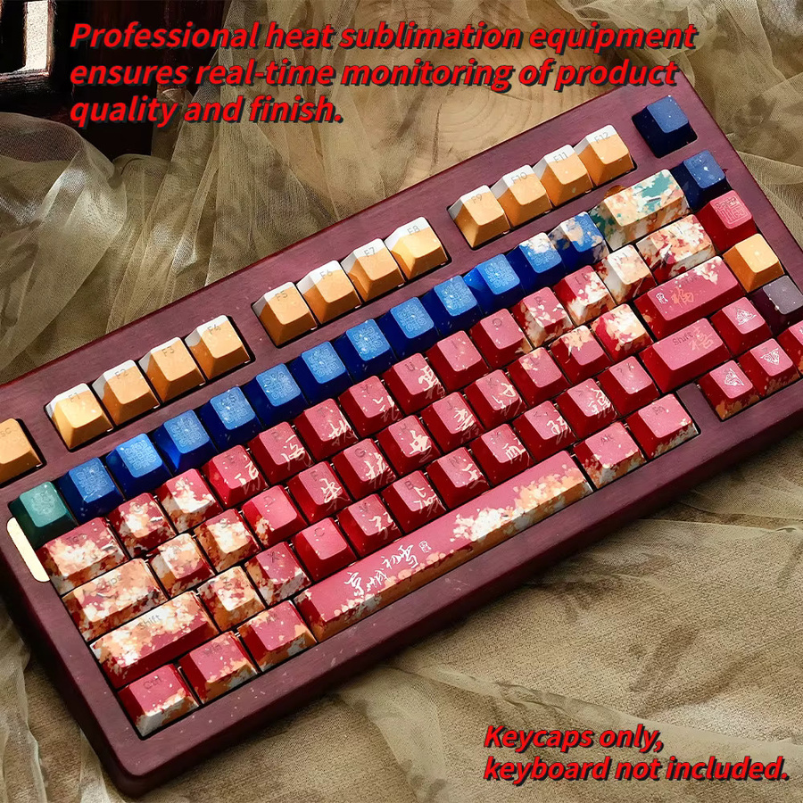 TTTSKONE PBT Tastenkappen im Cherry-Profil mit 120 Tasten, Double-Shot-Verfahren, seitlich bedruckt und hintergrundbeleuchtet, Multicolor - Bild 3