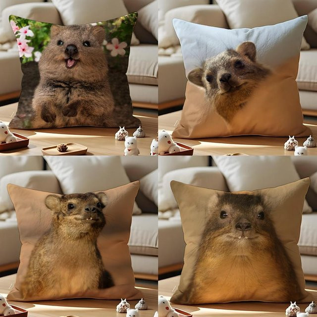Plüsch Kissenbezug Anime Rock Hyrax Tier Design in Schwarz, B/B: 30 x 30 cm - Bild 1