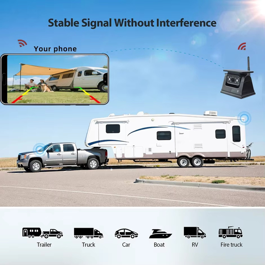 QXNY WiFi Wireless Solar Backup Kamera mit magnetischer Base und AI Blind Spot Alarm für iPhone und Android, Schwarz - Bild 3