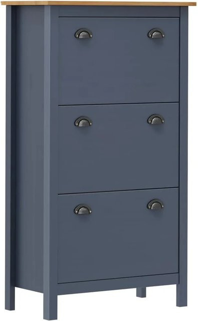 vidaXL Schuhschrank Hill aus massivem Kiefernholz, Grau, B/T/H: 72 x 35 x 124 cm - Bild 1