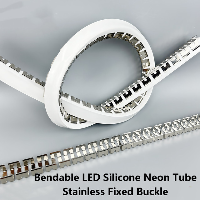 Flexibler LED-Neonschlauch aus Silikon in Weiß mit Clip-Halterung und fester Schnalle - Bild 1