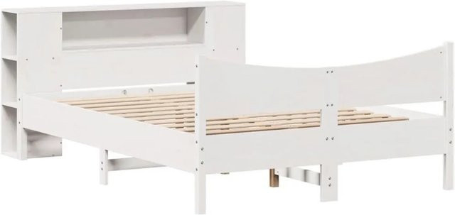 vidaXL Massivholzbett aus Kiefernholz in Weiß mit integrierten Ablagefächern, B/T/H: 140 x 190 x 219,5 cm - Bild 1