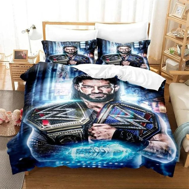 Roman Reigns Bettwäsche Kollektion mit Bettbezug und Kissenbezug in Blau, B/H: 140 x 210 cm - Bild 1