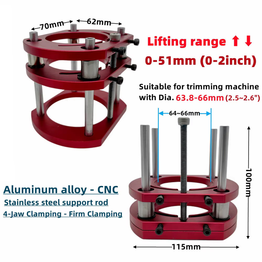 GDART Aluminium Fräserlift-Set mit Fräserplatte für 65mm Durchmesser Motoren in Silber - Bild 3