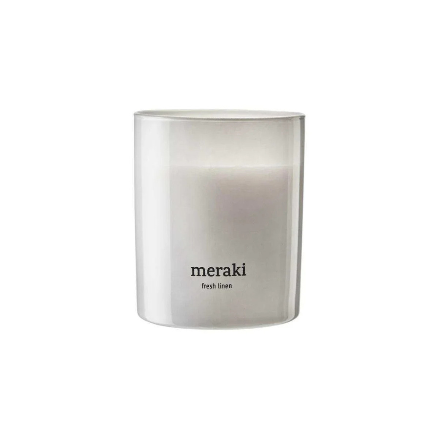 Meraki Duftkerze Fresh Linen medium in Weiß mit Zitrusnoten, blumigen und erdigen Aromen - Bild 1