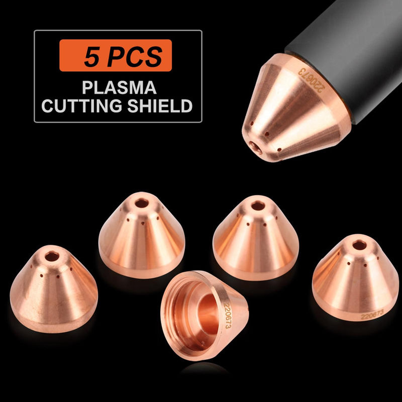 5 Stück Plasma Schutzbecher Kappen aus Tellurkupfer für Thermal Dynamics MAX45 Schneidbrenner Verschleißteile, Farbe: Gold - Bild 3