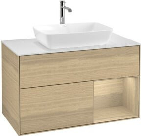 V&B Waschtischunterschrank Finion 100 in Oak mit Ablageplatte, Breite: 100 cm, Tiefe: 50,1 cm, Höhe: 50,1 cm - Bild 1