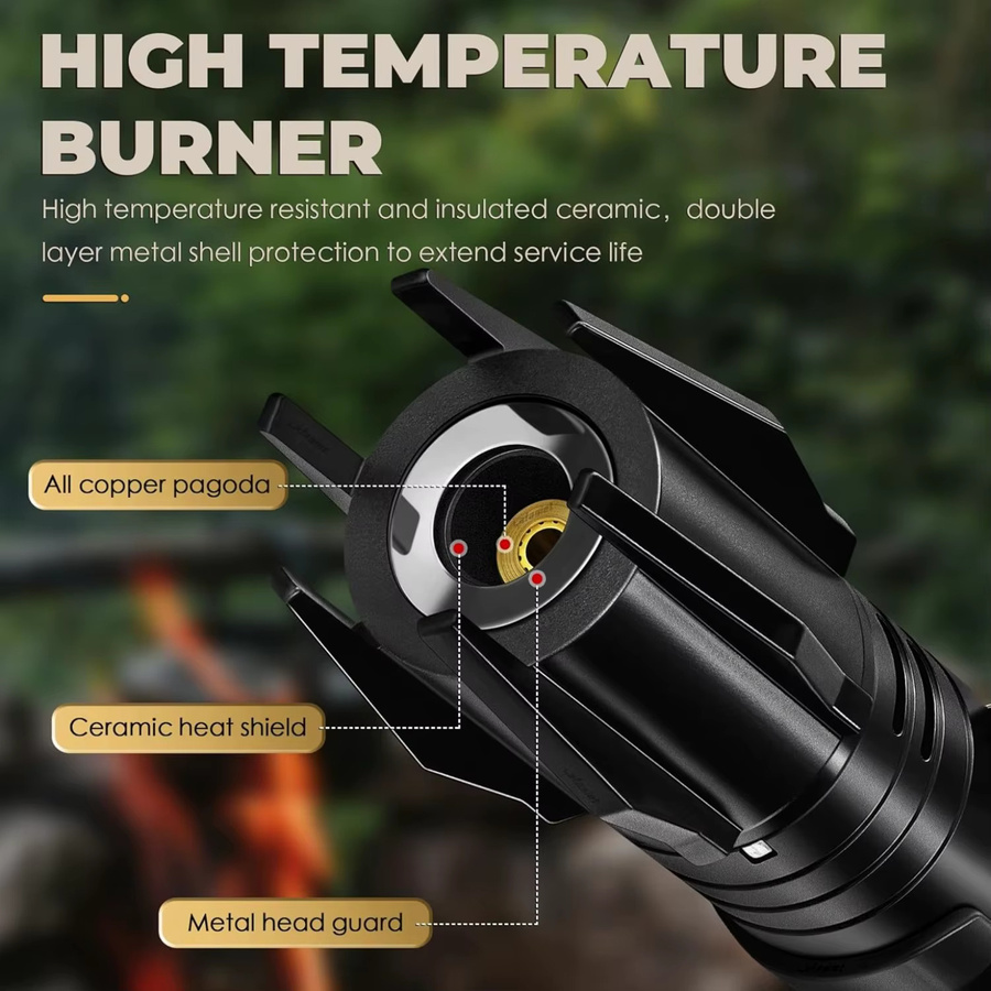 Moxisch Spatfire Metall-Pistole Hochtemperatur-Feuerzeug für Outdoor-BBQ und Gasherde in Blau oder Schwarz - Bild 3