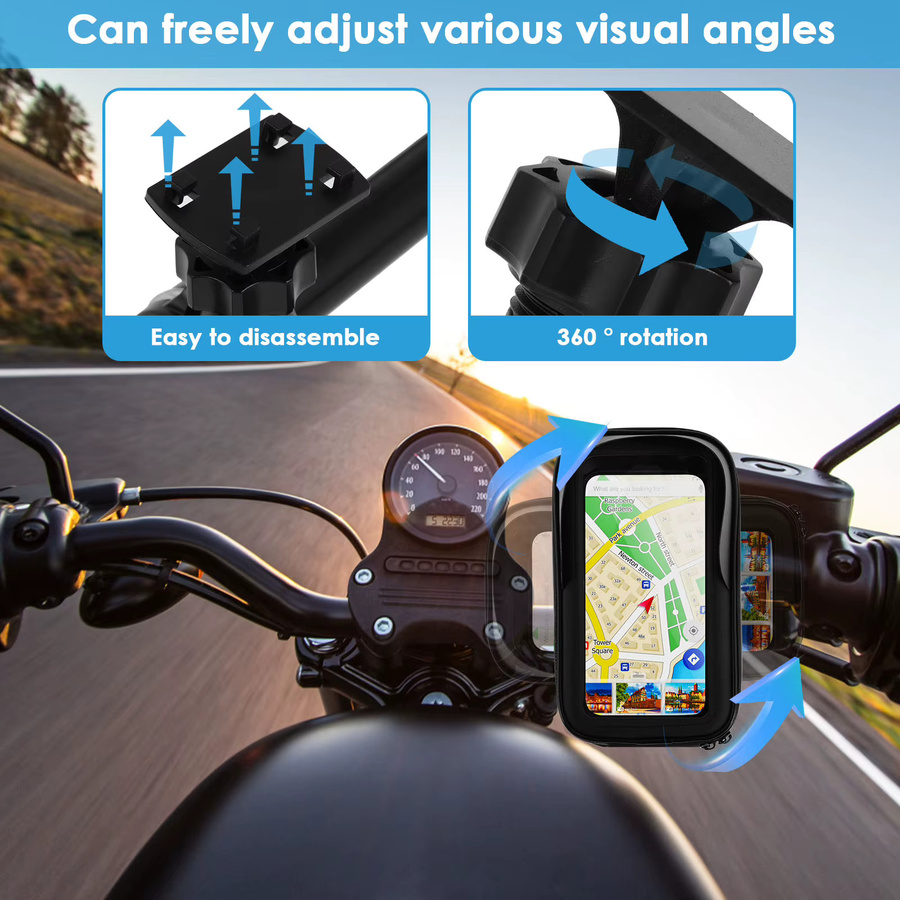 BRYNTHORX Wasserdichte Fahrrad-Handyhalterung als Lenkertasche mit 360 Grad Drehung in Schwarz für iPhone Xiaomi Huawei und weitere Smartphones - Bild 4