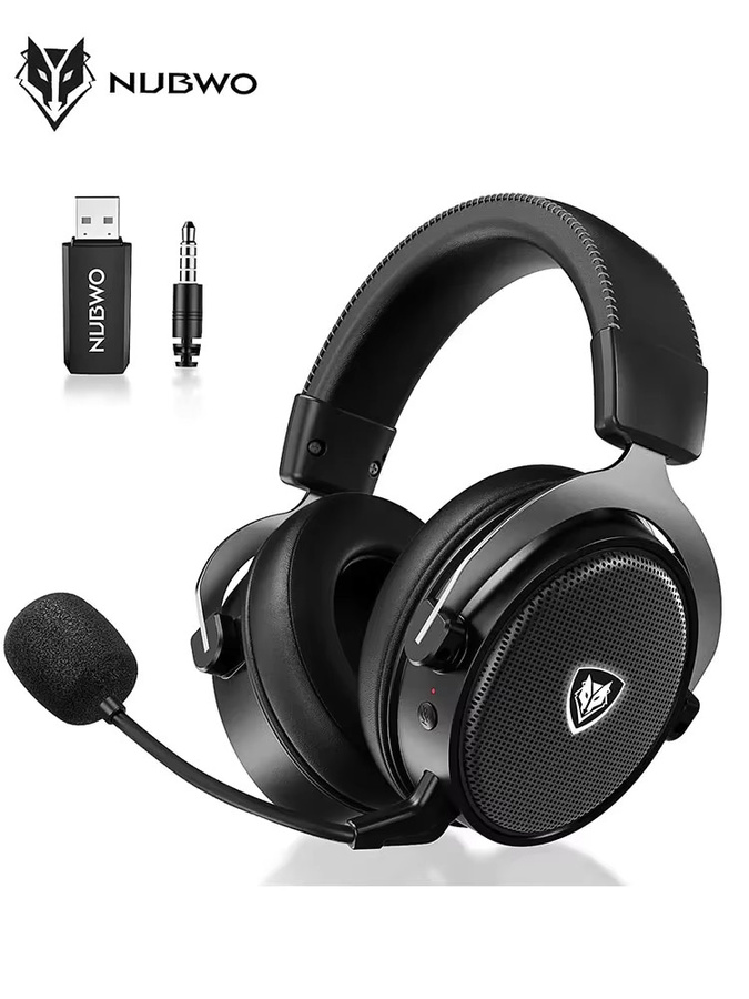NUBWO Kabelloses Gaming-Headset mit 2,4 GHz und Bluetooth 5.3, Stereo-Kopfhörer mit Geräuschunterdrückung und Mikrofon in Schwarz-Rot für PS5, PS4, PC und Mac - Bild 3