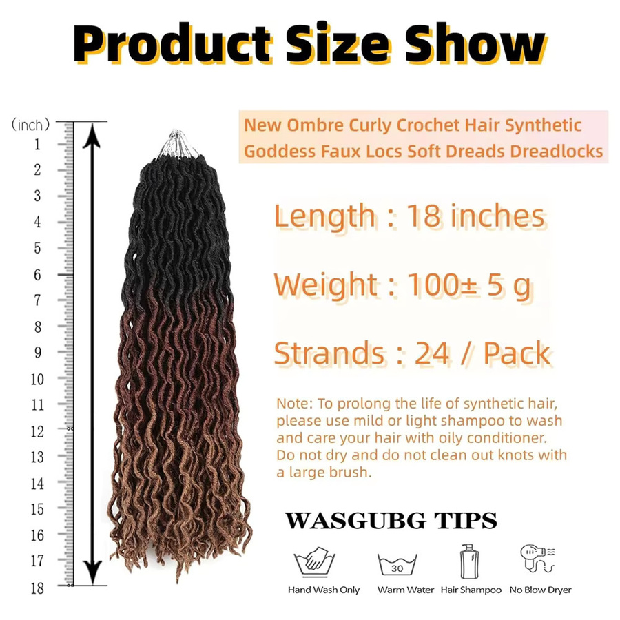 Gypsy Goddess Faux Locs Häkelhaar, 18 Zoll, Curly Twist, Damen - Bild 2