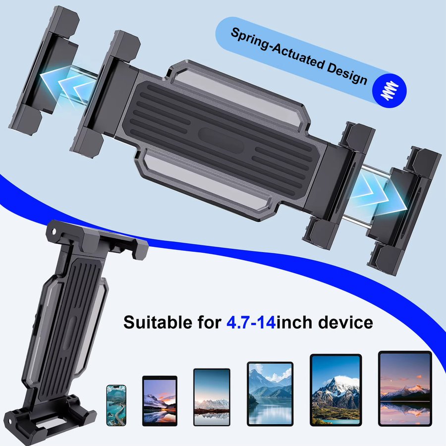 Tragbarer 2-in-1 Tablet- und Handyhalter für Fitnessstudio und Laufband in Schwarz, kompatibel mit 4 bis 14 Zoll Geräten wie iPad Pro und Air - Bild 6