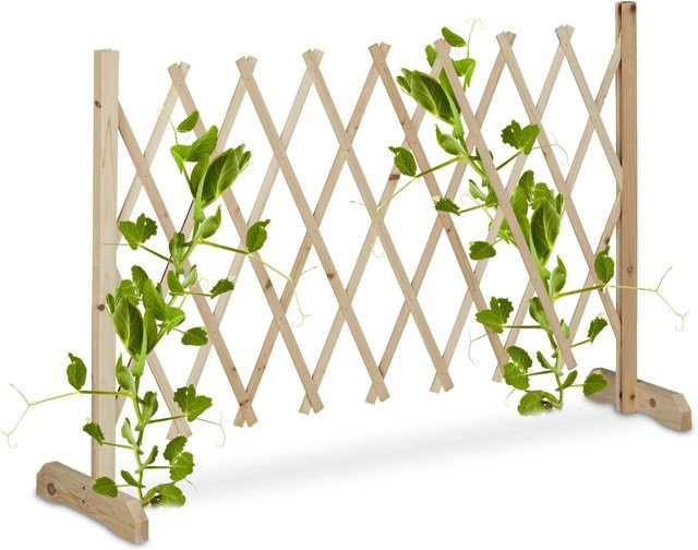 Relaxdays Rankgitter aus Tannenholz in Natur, freistehend und ausziehbar, B/H: 73 x 28 cm - Bild 1