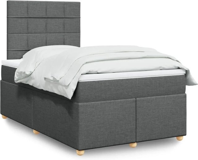 vidaXL Boxspringbett Hybrid mit Matratze und USB-Ladeport, Dunkelgrau, B/T/H: 120 x 200 x 140,5 cm - Bild 1