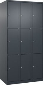 C+P Schließfachschrank Classic PLUS mit 3 Abteilen, Anthrazitgrau, B/T/H: 90 x 50 x 185 cm - Bild 1