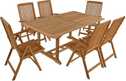 GARDEN PLEASURE Tischgruppe SOLO aus Teakholz in Braun, 7-teilig, ausziehbar, B/T/H: 200 x 107 x 75 cm - Bild 1