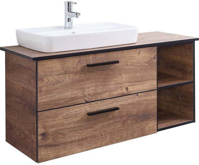 Waschbeckenunterschrank Pelipal Quickset 374 Eiche Ribeck Nachbildung, Braun, Wandmontage, B/H/T: 103 x 61,6 x 44,5 cm - Bild 1