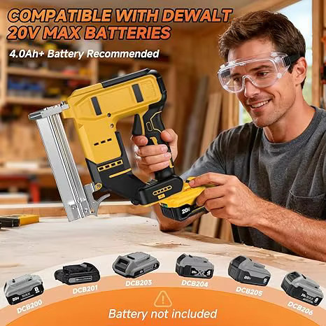 DeWalt 2-in-1 Akku-Nagelpistole für 20 V und 18 V Batterien, elektrischer Nagler für Gerade- und N-Form, Gelb - Bild 4