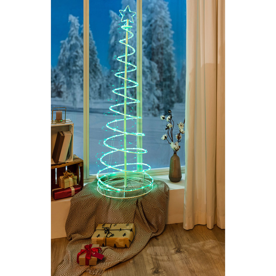 LED-Spiral-Tannenbaum von Viva Domo mit RGB-Multicolor- und Weiß-Option, Fernbedienung und USB-Anschluss für den Garten - Bild 3