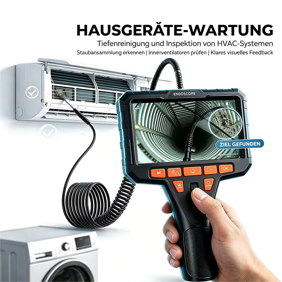 CAKI Industrieendoskop Inspektionskamera mit 4,5 Zoll IPS-Bildschirm, HD 1080P, 360 Grad Zwei-Wege-Gelenk und IP67 wasserdichtem halbstarrem Kabel mit LED-Licht in Schwarz - Bild 4