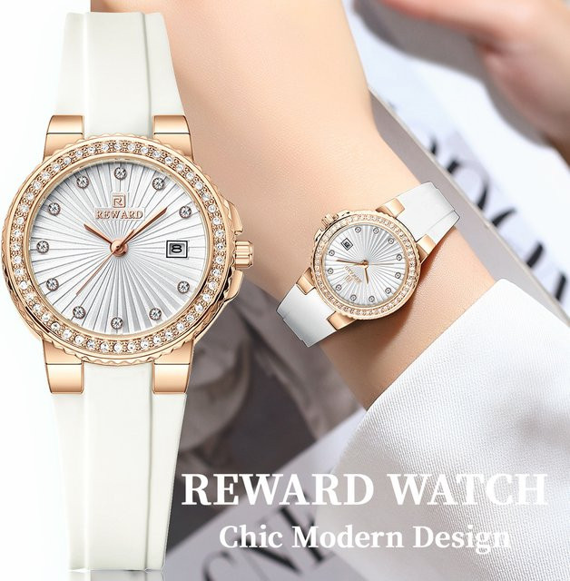 REWARD Armbanduhr Quarz, Silikonarmband, Roségold, Damen - Bild 1