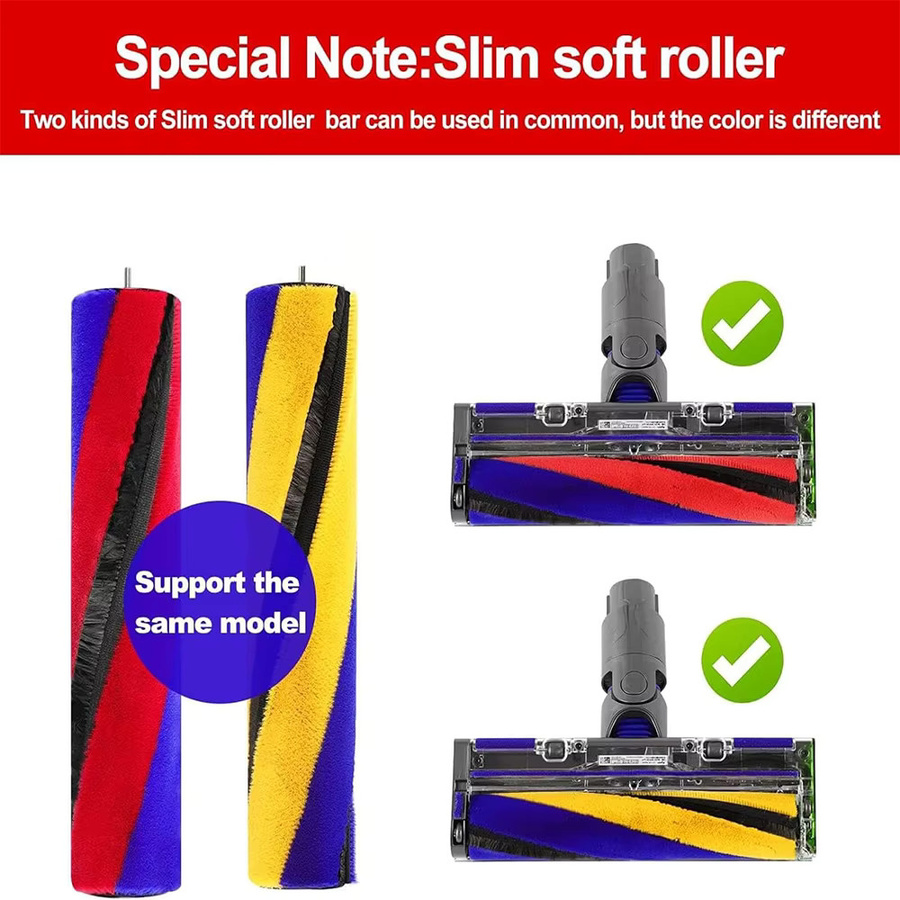 Dyson Ersatz Bürstenwalze Soft Roller für V12Slim V15Slim V8Slim V10Slim SV18 SV20 SV22 Staubsauger in Rot und Multicolour - Bild 3