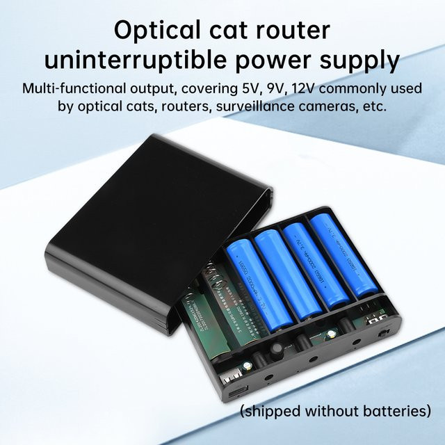 ANENG USV-Batteriekasten für optische Modems und Router mit 6x 18650 Akkus, 60 W, Ausgänge 5 V/9 V/12 V, Schwarz oder Weiß - Bild 1