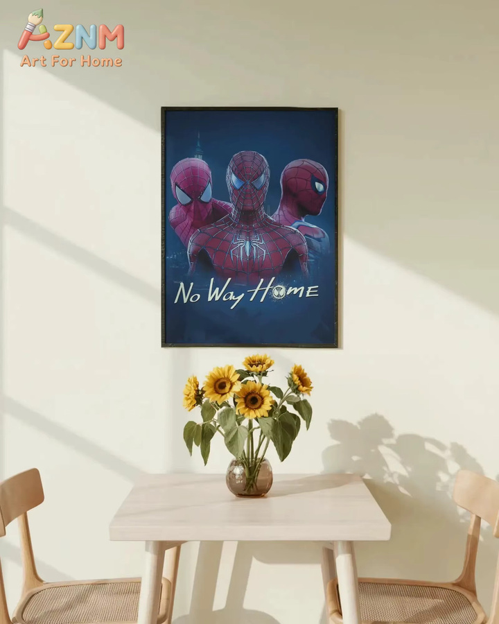 KAYOU Spider-Man: No Way Home Poster, Multiversum Wandbild mit drei Spider-Men, moderner Grafikdruck für deine Superhelden-Raumdekoration, mehrfarbig - Bild 3